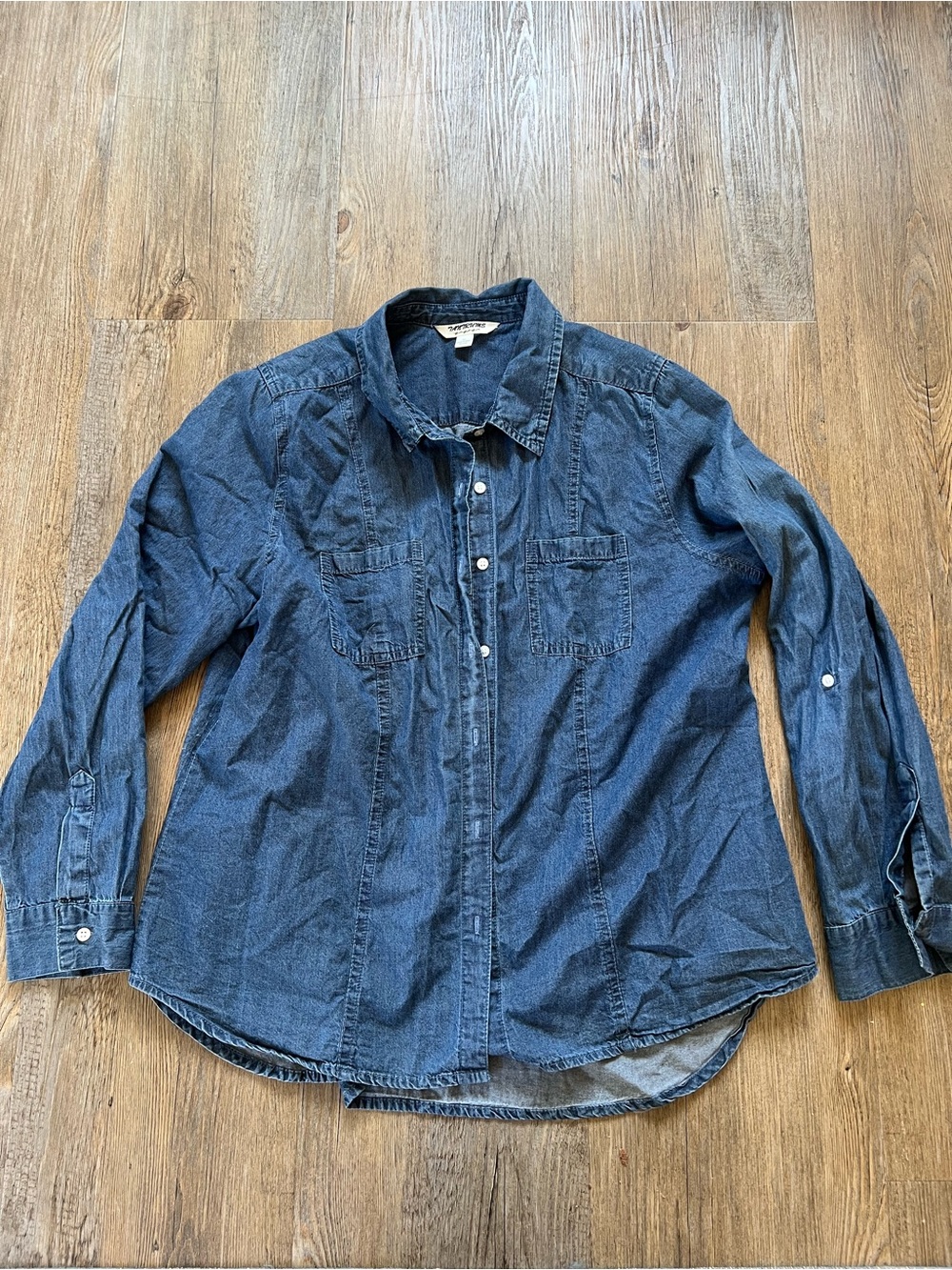 Tantrums Women's blue denim long sleeve button down shirt XL
